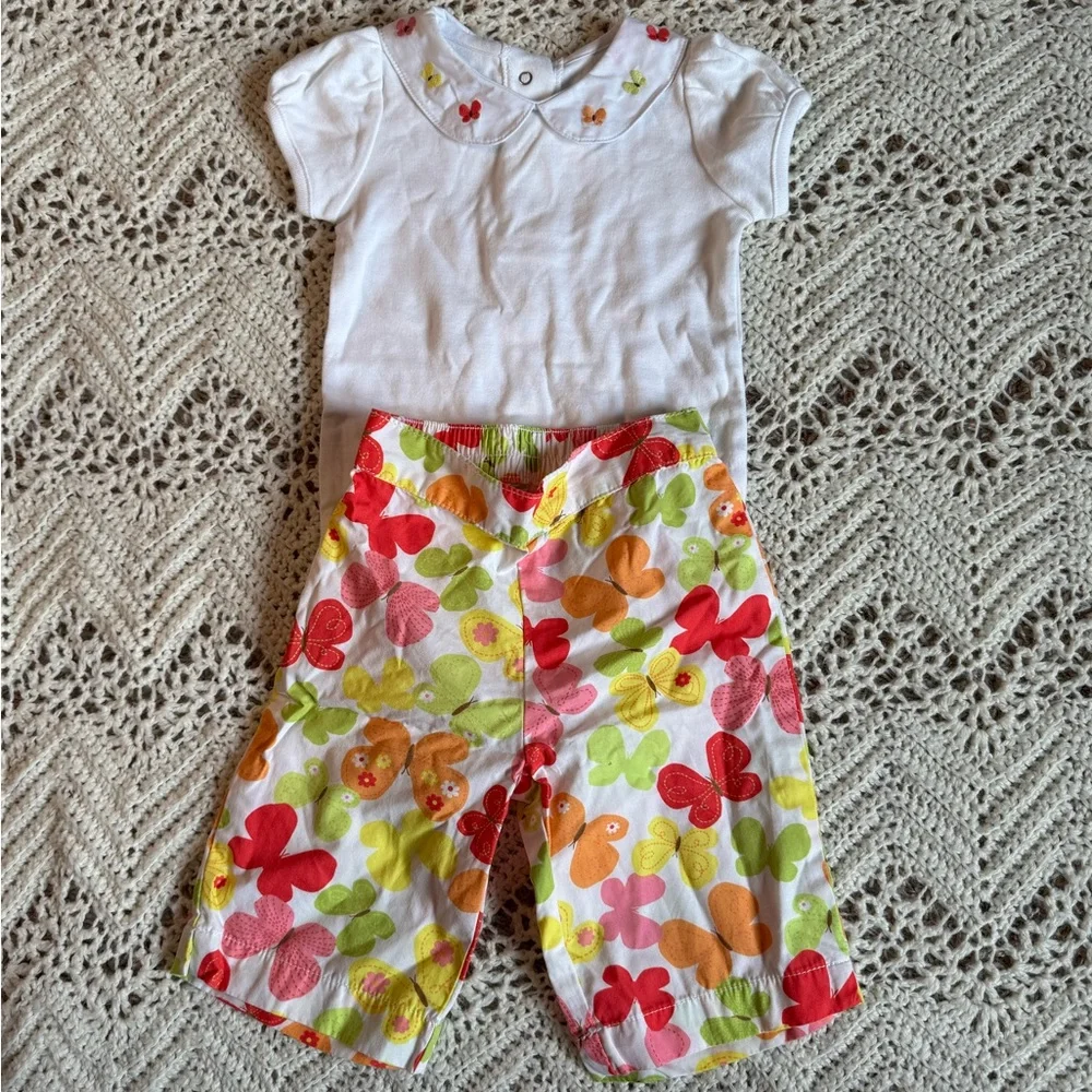 Vintage 2009 Gymboree 3 Piece Set 12-18 Month Summer Collection Butterflies Lace